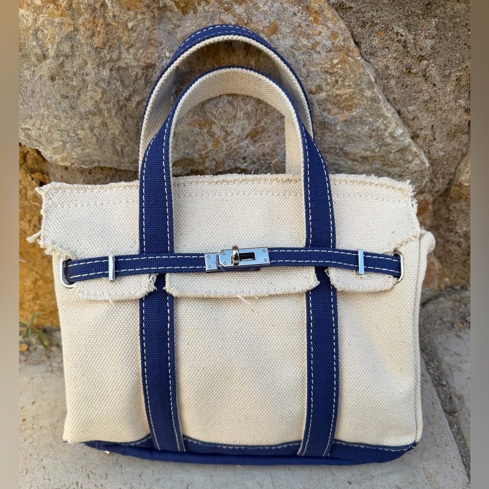 NEW Viral Boatkin Sunwin Madaket Small Mini Classic Tote Bag in Navy Blue Color